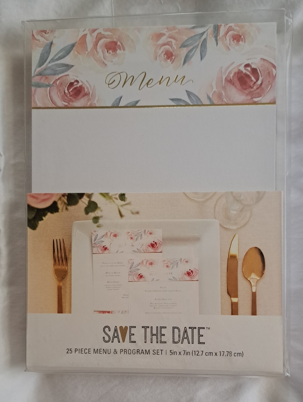 American Crafts Floral Rose Menu & Program Set - Blush Pink Wash